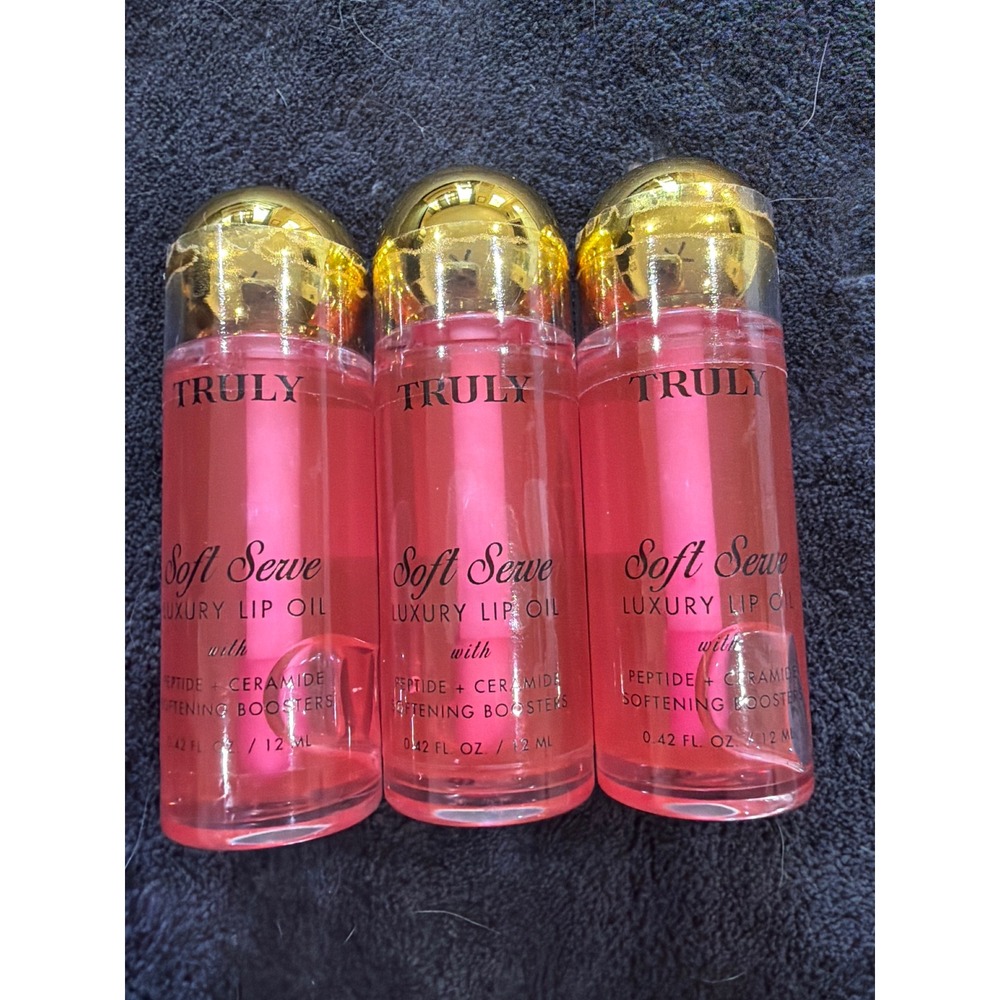 Truly Beauty Soft Serve Luxury Lip Oil Peptide Ceramide Pink 3 Pack 0.42oz 12ml